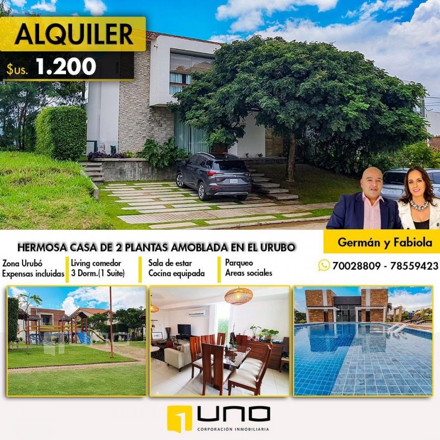 Foto Casa en Alquiler en URUBO, Santa Cruz de la Sierra, Santa Cruz - U$D 1.200 - CAA6520 - BienesOnLine