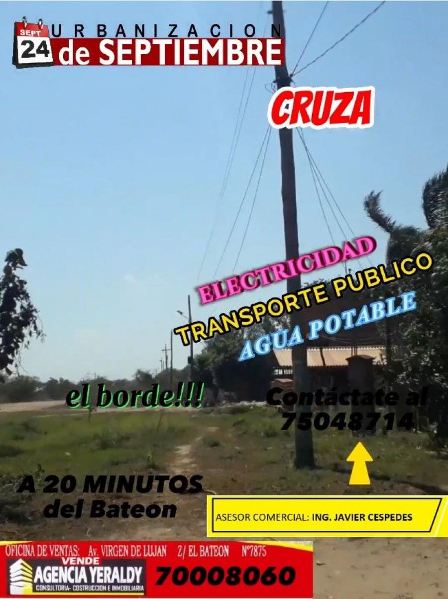 Foto Terreno en Venta en URBANIZACION 24 DE SEPTIEMBRE, Cotoca, Santa Cruz - U$D 6.600 - TEV6419 - BienesOnLine