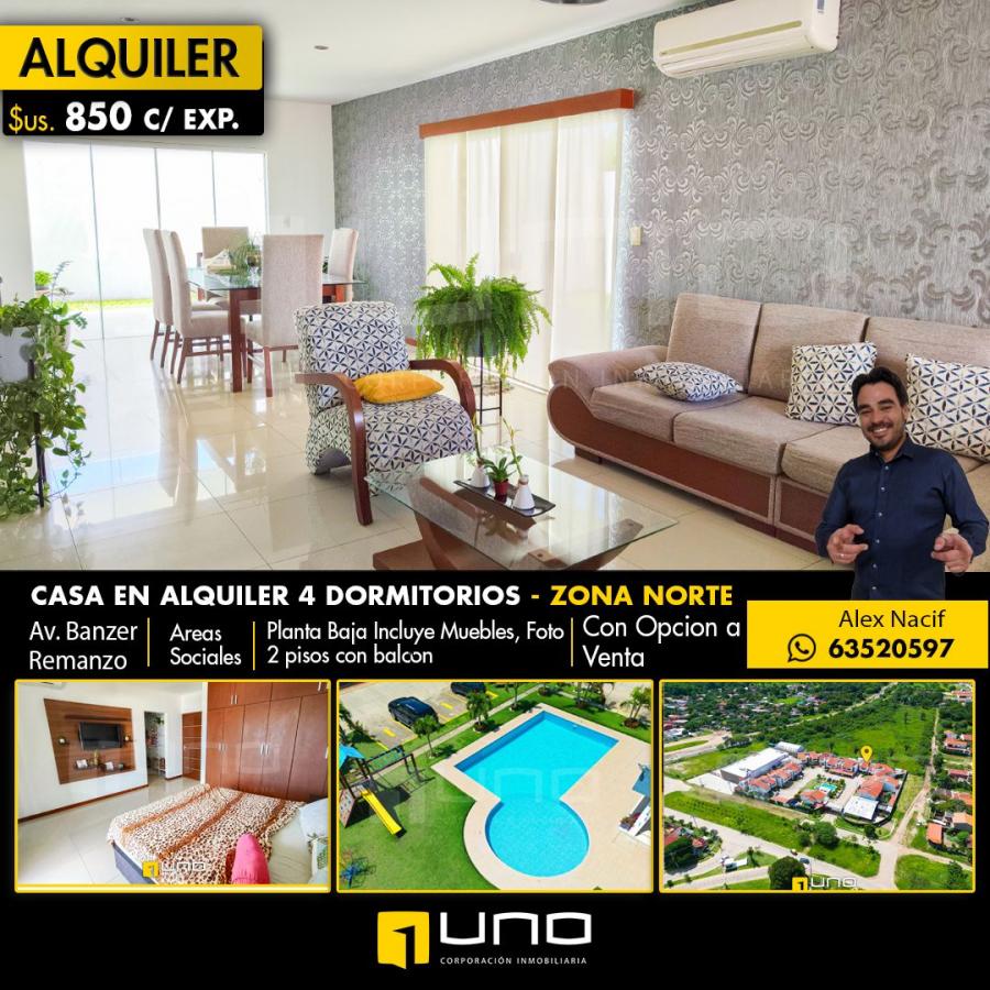 Foto Casa en Alquiler en norte, Zona Norte, Santa Cruz - U$D 850 - CAA6379 - BienesOnLine