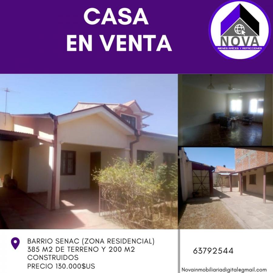 Foto Casa en Venta en Senac, Tarija, Tarija - U$D 125.000 - CAV4722 - BienesOnLine