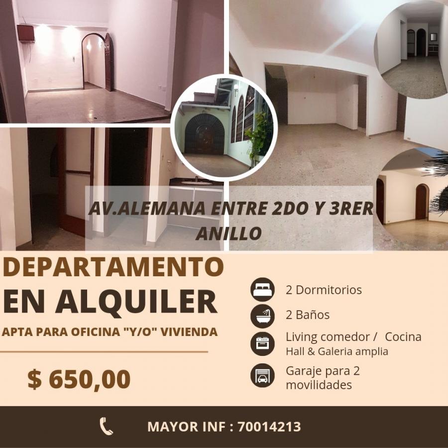 Foto Departamento en Alquiler en Alemana entre 2do y 3ro, Santa Cruz de la Sierra, Santa Cruz - U$D 650 - DEA6588 - BienesOnLine