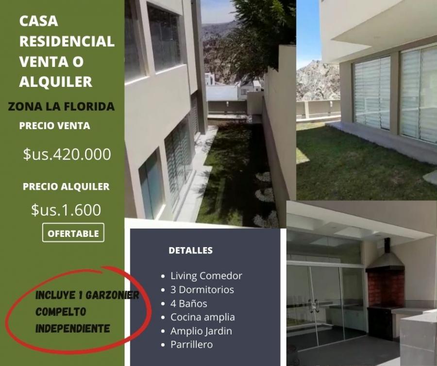 Foto Casa en Venta en Residencial, La Paz, La Paz - U$D 420.000 - CAV6061 - BienesOnLine