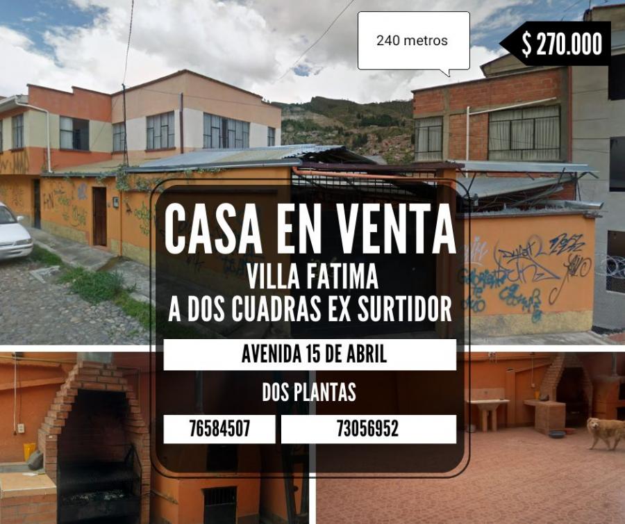 Foto Casa en Venta en Villa fatima, Provincia nuestra seora de la paz, La Paz - U$D 270.000 - CAV7257 - BienesOnLine