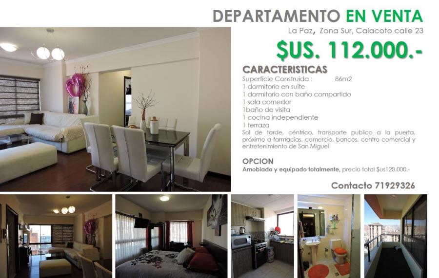 Foto Departamento en Venta en CALACOTO, La Paz, La Paz - U$D 112.000 - DEV7157 - BienesOnLine