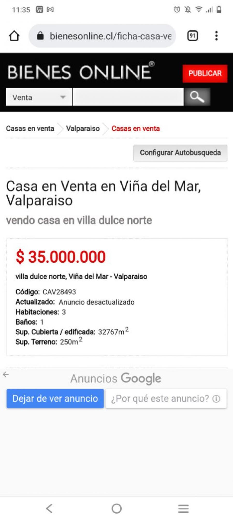 Foto Casa en Venta en Norte, Villa dulce, Valparaiso - $ 35.000.000 - CAV128252 - BienesOnLine