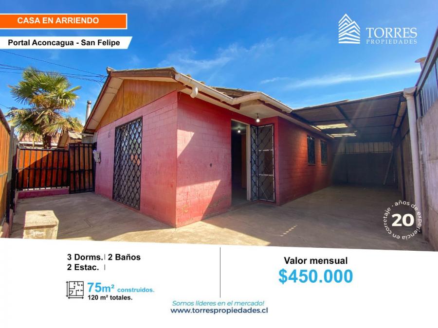 Foto Casa en Arriendo en San Felipe, San Felipe de Aconcagua - $ 450.000 - CAA140675 - BienesOnLine