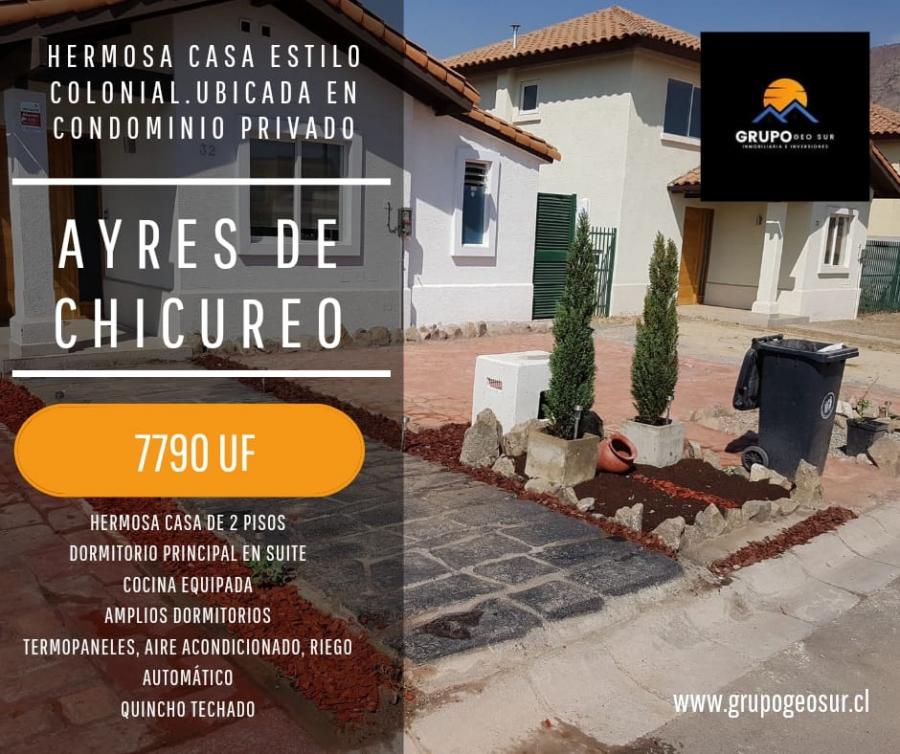Foto Casa en Venta en Chicureo, Colina, Chacabuco - UFs 7.790 - CAV130270 - BienesOnLine