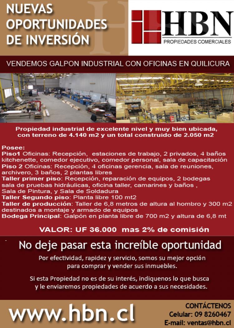 Foto Industrial en Venta en Lo Echevers, Quilicura, Santiago - UFs 36.000 - INV16103 - BienesOnLine