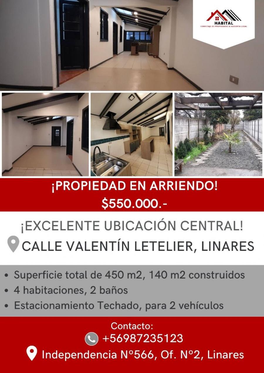Foto Casa en Arriendo en Central, Valentn Letelier, Linares - $ 550.000 - CAA149459 - BienesOnLine