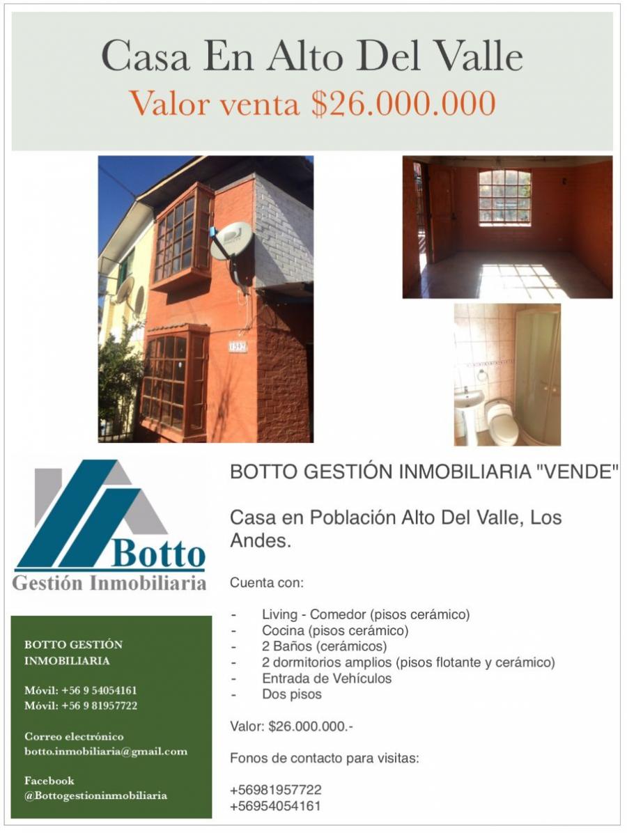 Foto Casa en Venta en Alto del Valle, Los Andes, Los Andes - $ 26.000.000 - CAV93685 - BienesOnLine