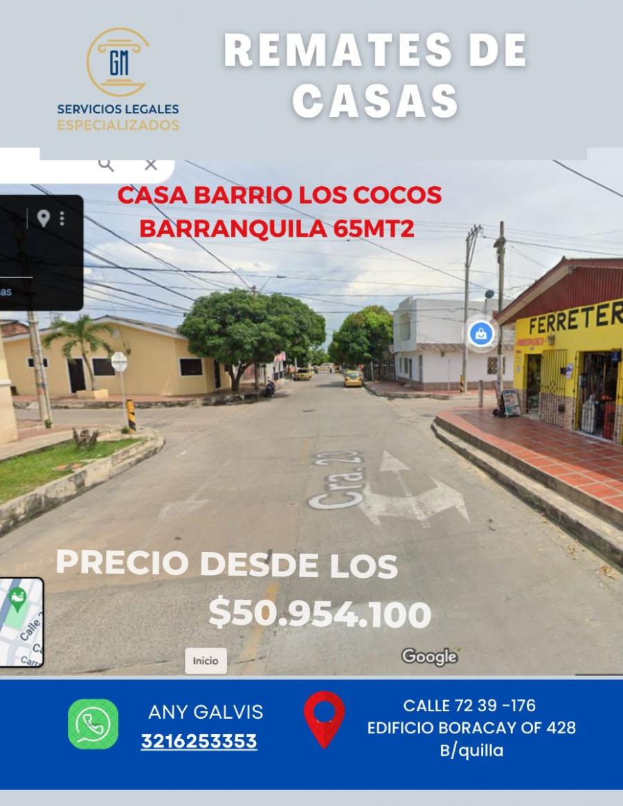 CASA EN REMATE LOS COCOS BARRANQUILLA DESDE: $50.954.100