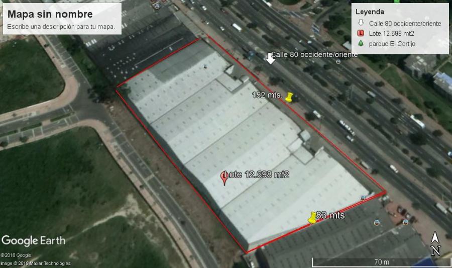 Lote de uso industrial, comercial , residencial en altura, 12.690 mt2. 153 mts.  frente sobre la 80