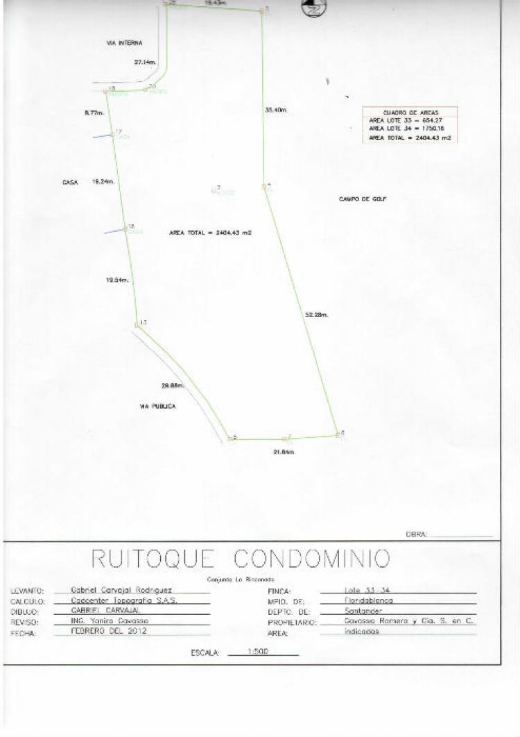 LOTE ESPECTACULAR EN RUITOQUE CONDOMINIO