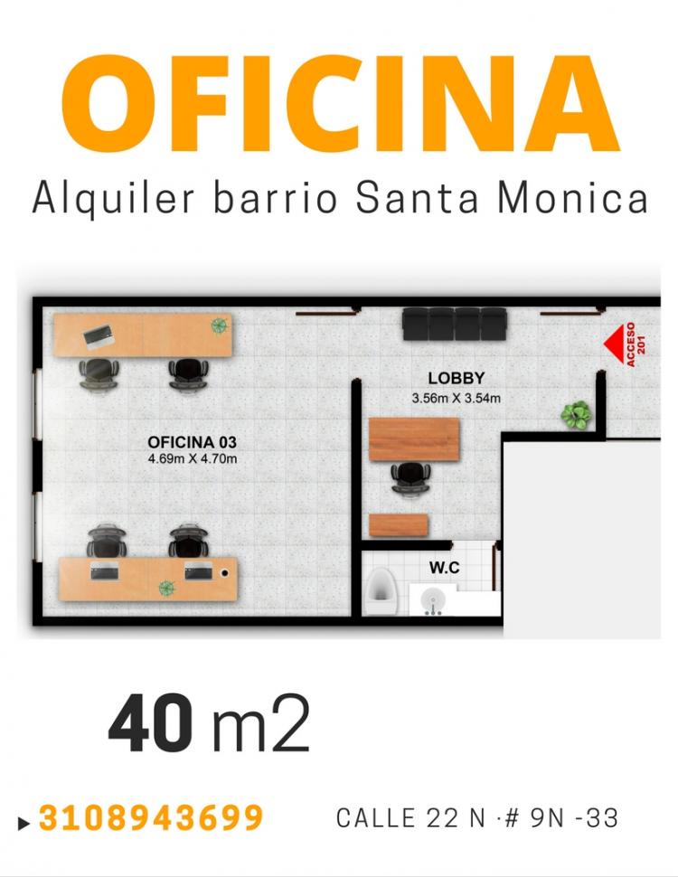 ALQUILER OFICINA EN  BARRIO  SANTA MONICA - NORTE