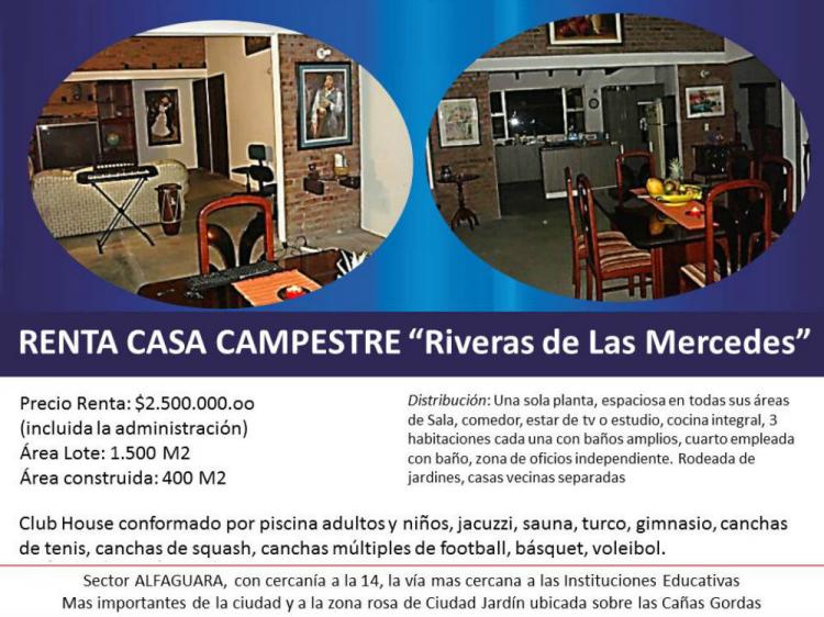 RENTA CASA CAMPESTRE RIVERAS DE LAS MERCEDES JAMUNDI