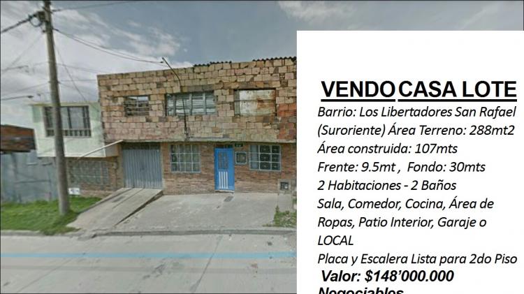 Vendo Casa Lote Los Libertadores-San Rafael
