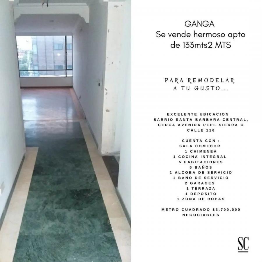 VENTA DE APARTAMENTO PARA REMODELAR SANTA BARBARA CENTRAL