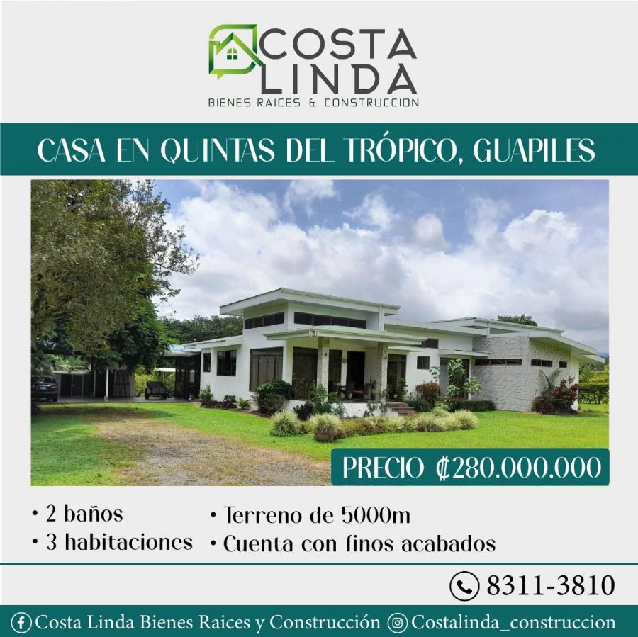 Foto Casa en Venta en Quintas del Trpico, Gupiles, Limn - ¢ 280.000.000 - CAV87845 - BienesOnLine