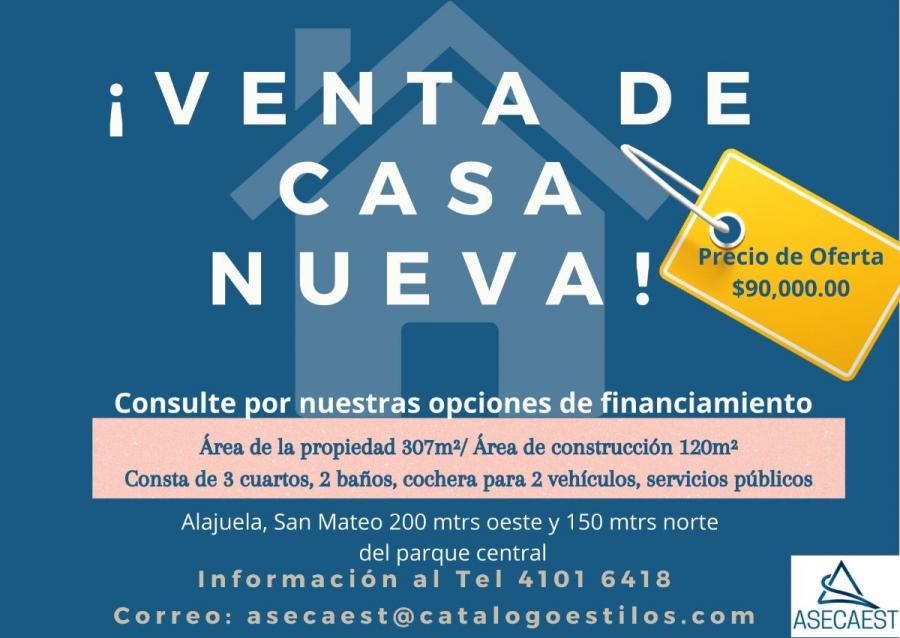 Foto Casa en Venta en San Mateo, Alajuela - U$D 90.000 - CAV47293 - BienesOnLine