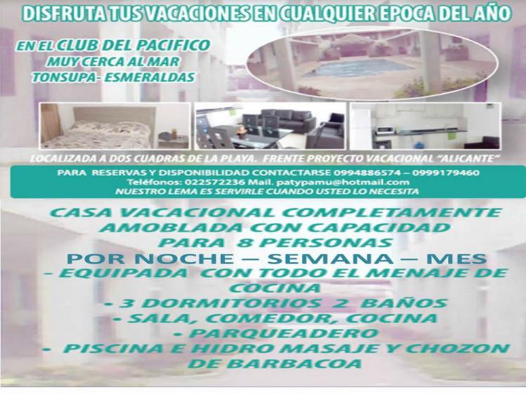 Foto Departamento en Arriendo en TONSUPA, Atacames, Esmeraldas - U$D 130 - DEA18637 - BienesOnLine