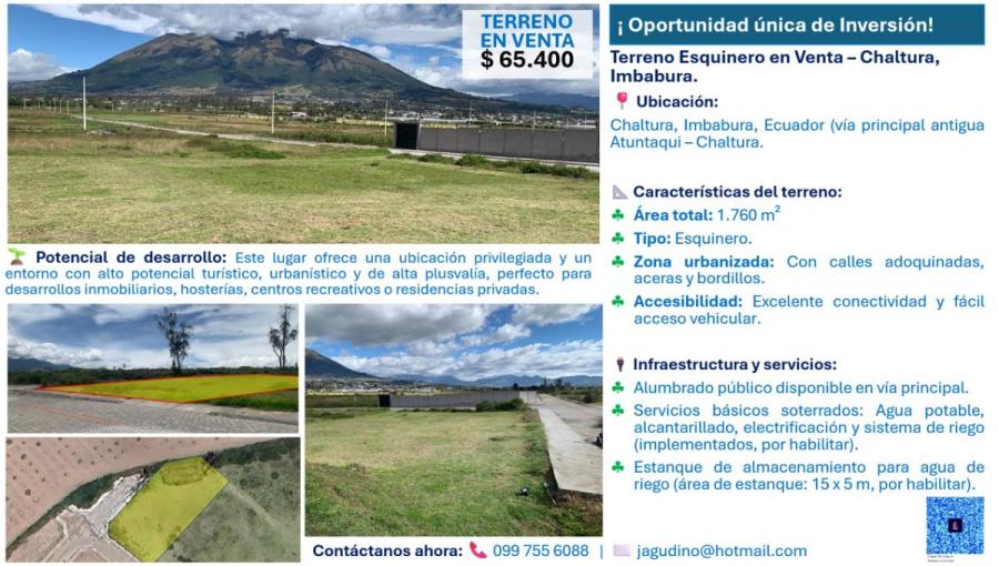 Foto Terreno en Venta en Chaltura, Antonio Ante, Imbabura - U$D 65.400 - TEV41491 - BienesOnLine