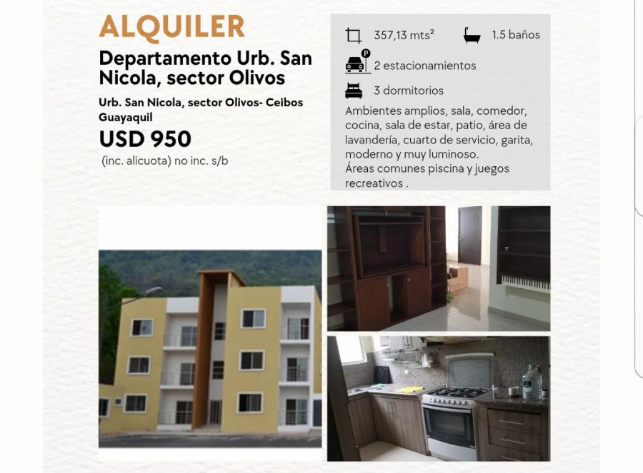 Foto Departamento en Arriendo en tarqui, Guayaquil, Guayas - U$D 950 - DEA38938 - BienesOnLine