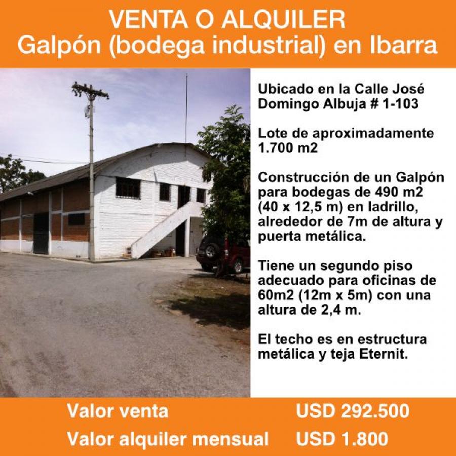 Foto Nave en Arriendo en Ibarra, Imbabura - U$D 1.800 - NAA31945 - BienesOnLine
