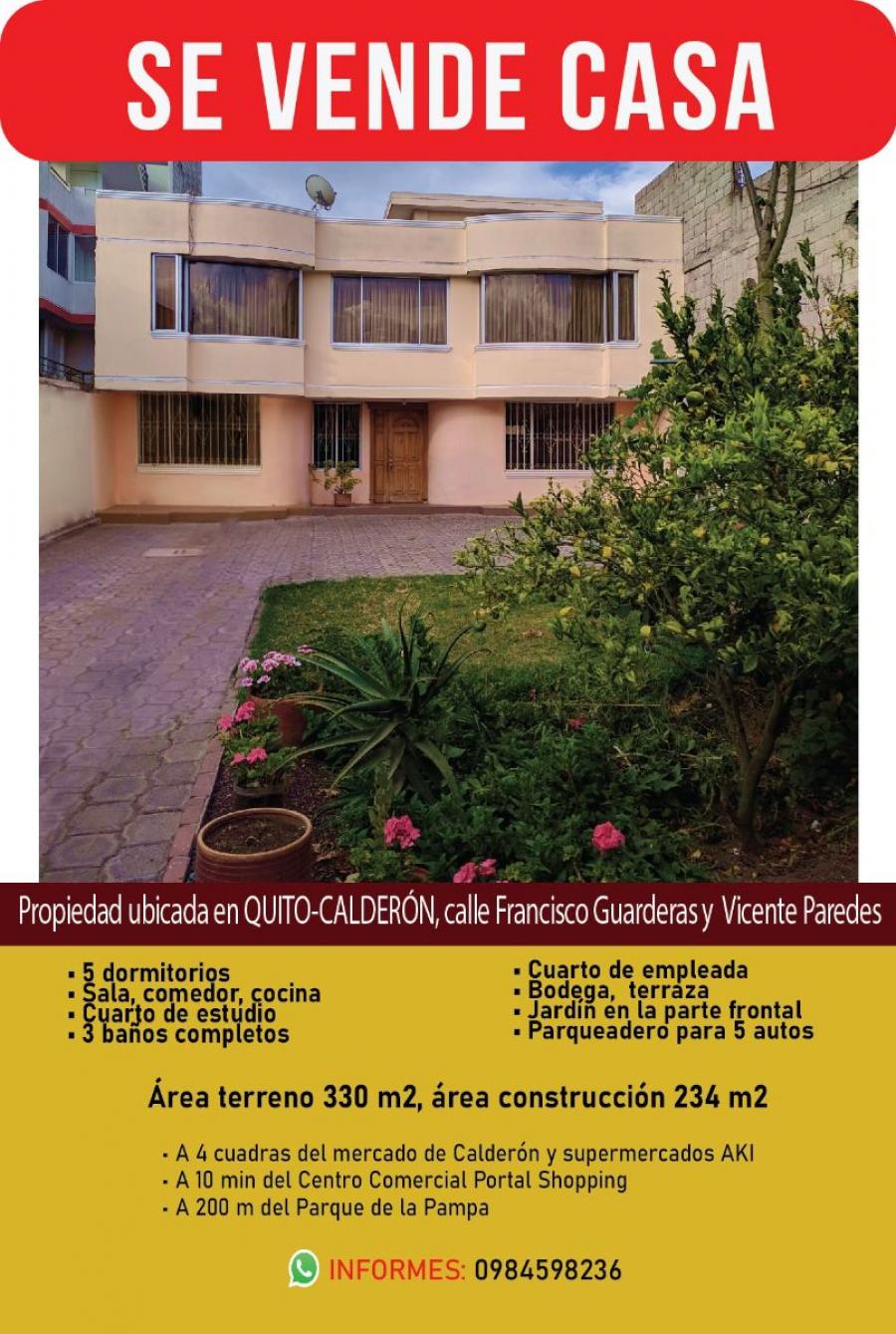 Foto Casa en Venta en CALDERON, Quito, Pichincha - U$D 180.000 - CAV35491 - BienesOnLine