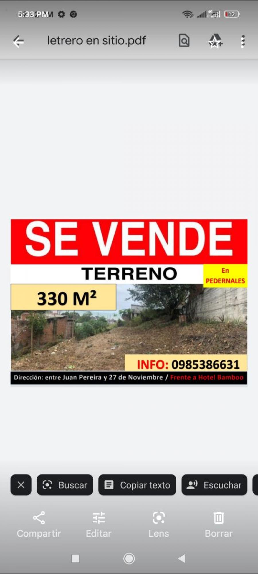 Foto Terreno en Venta en Pedernales, Pedernales, Manabi - U$D 30.000 - TEV35045 - BienesOnLine