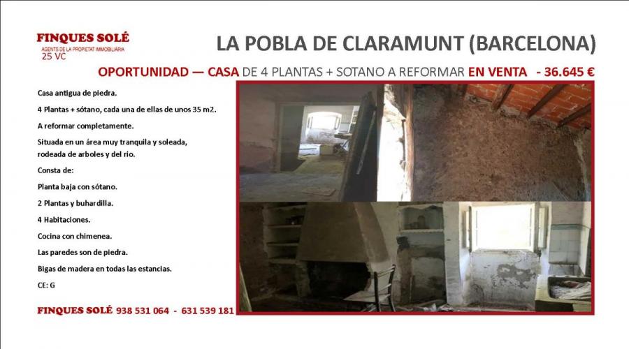 Foto Casa en Venta en Centro, La Pobla de Claramunt, Barcelona - € 36.645 - CAV11018 - BienesOnLine