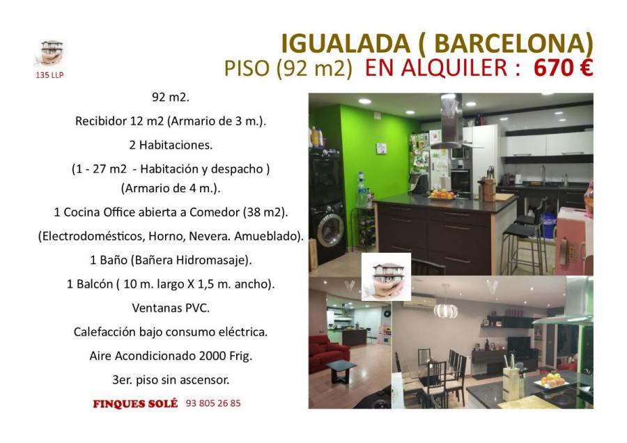 Foto Piso en Alquiler en C/Nou, 13, Igualada, Barcelona - € 670 - PIA10773 - BienesOnLine