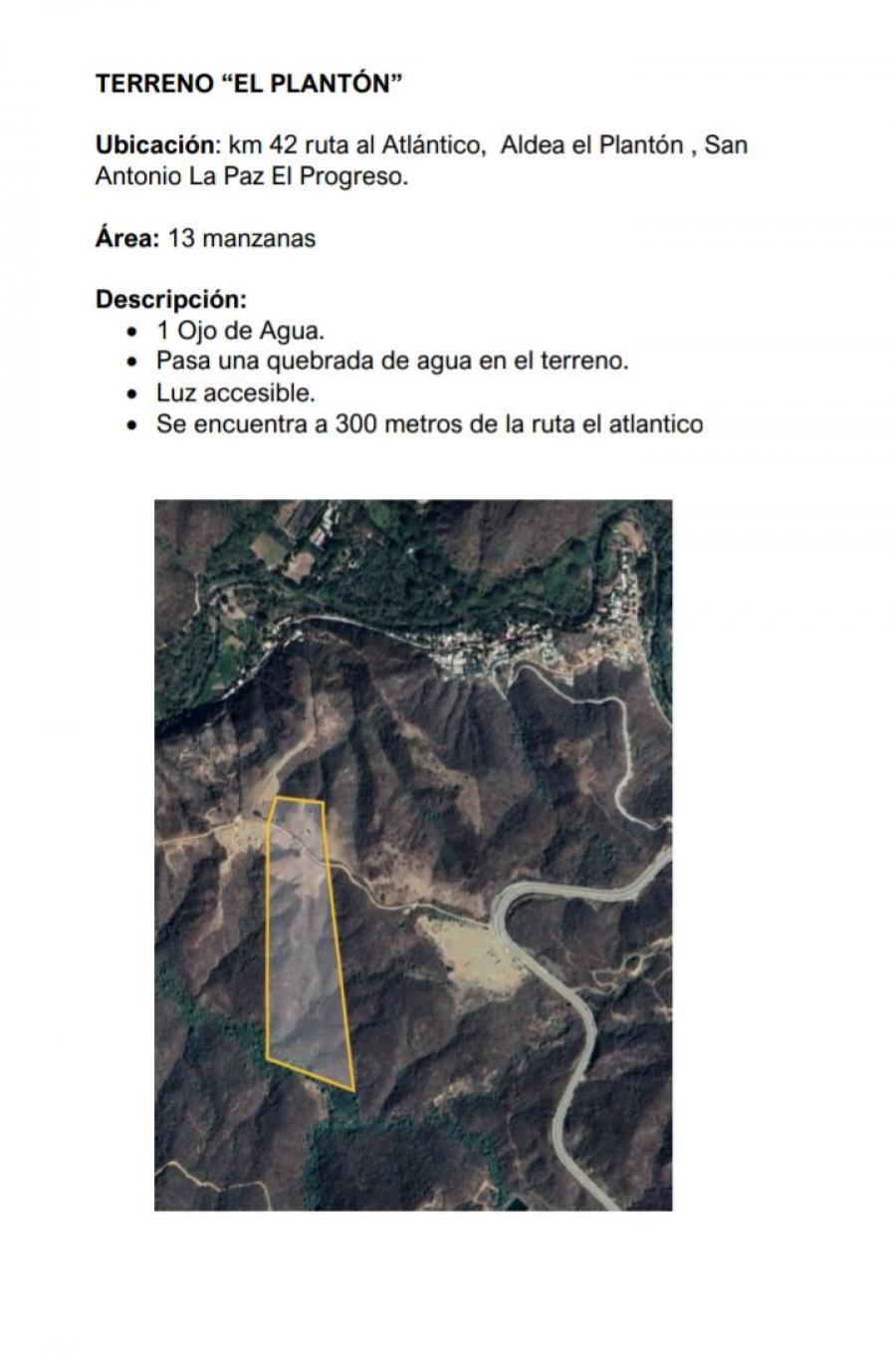 Foto Terreno en Venta en Aldea El plantn km42, San Antonio La Paz, El Progreso - Q 1.800.000 - TEV38235 - BienesOnLine