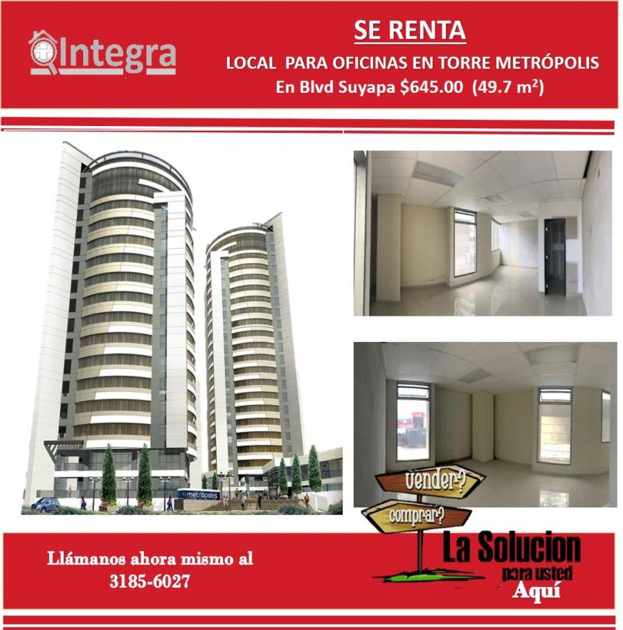 Foto Local en Alquiler en TORRE METROPOLIS, Tegucigalpa, Francisco Morazn - U$D 645 - LOA648 - BienesOnLine