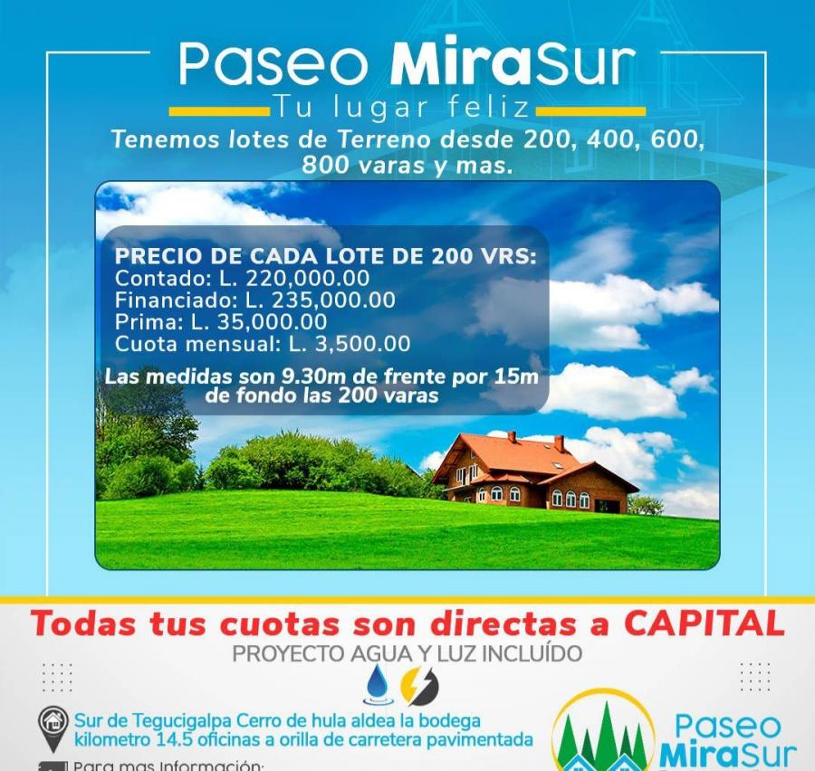 Foto Terreno en Venta en Santa Ana, Francisco Morazán - $ 235.000 - TEV2248 - BienesOnLine
