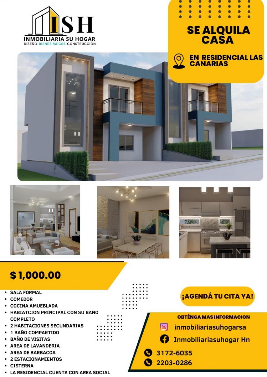 Foto Casa en Alquiler en RESIDENCIAL PORTAL LAS CANARIAS, RESIDENCIAL PORTAL LAS CANARIAS, Francisco Morazn - U$D 1.000 - CAA2449 - BienesOnLine