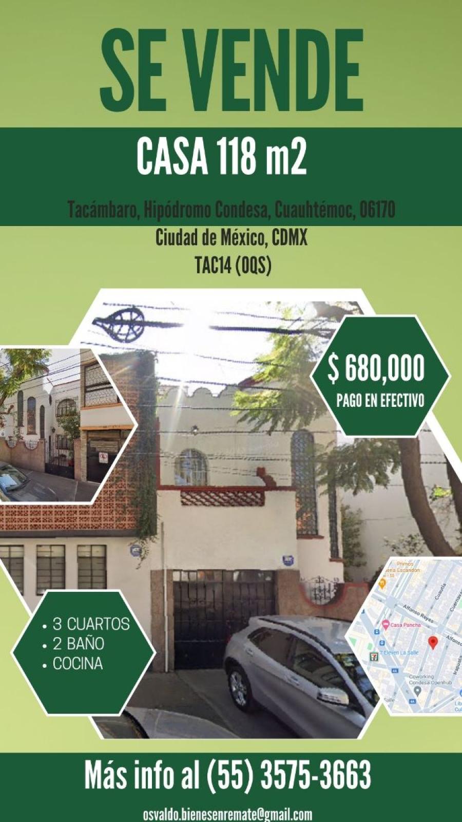 Foto Casa en Venta en HIPODROMO CONDESA, Cuauhtmoc, Distrito Federal - $ 680.000 - CAV351762 - BienesOnLine