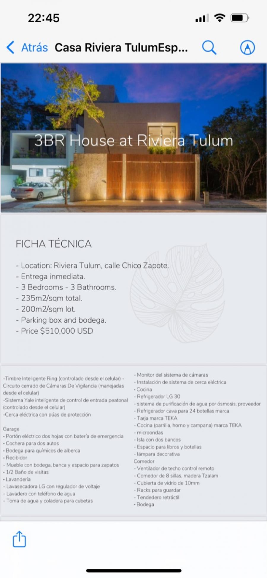 Foto Casa en Venta en Riviera tulum, Tulum, Quintana Roo - U$D 510.000 - CAV326730 - BienesOnLine