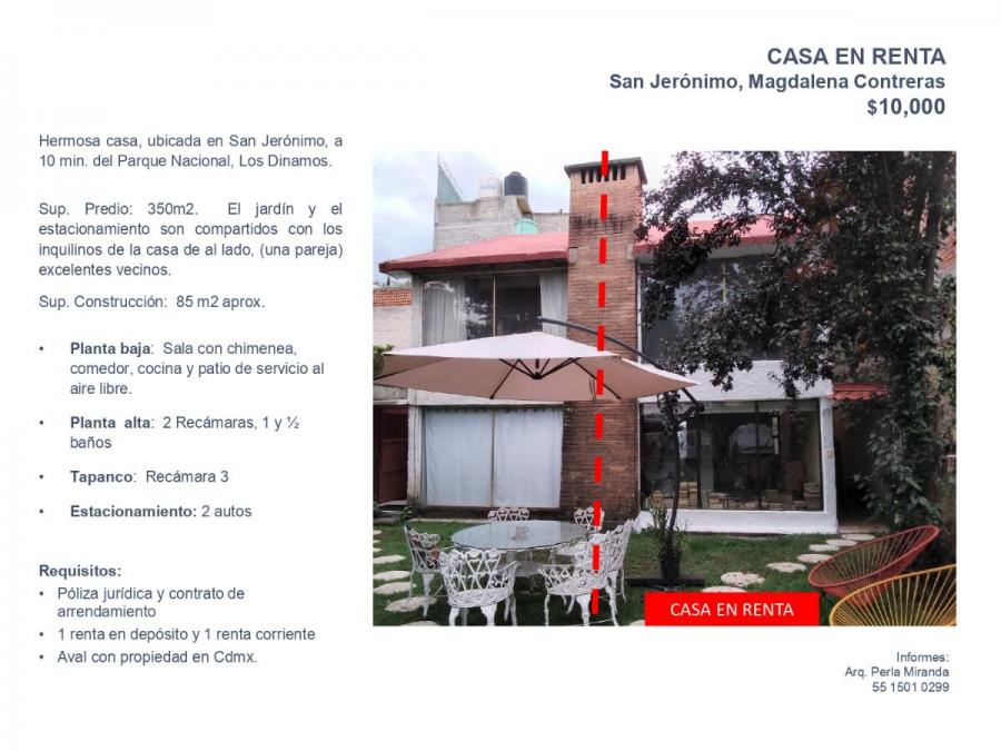 Foto Casa en Renta en SAN JERONIMO, Distrito Federal - $ 10.000 - CAR304297 - BienesOnLine