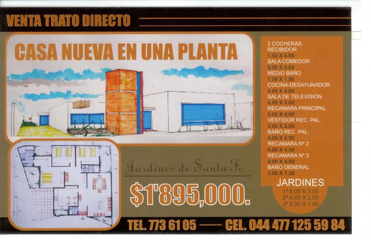 Foto Casa en Venta en JARDINES DE SANTA FE, Len de los Aldama, Guanajuato - $ 1.895.000 - CAV129095 - BienesOnLine