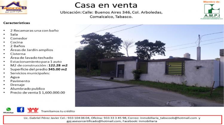 Foto Casa en Venta en Col. Arboledas, Comalcalco, Tabasco - $ 1.600.000 - CAV200548 - BienesOnLine