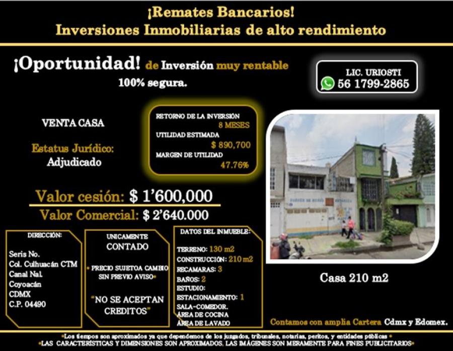 Foto Casa en Venta en Culhuacan CTM, Coyoacn, Distrito Federal - $ 1.600.000 - CAV352114 - BienesOnLine