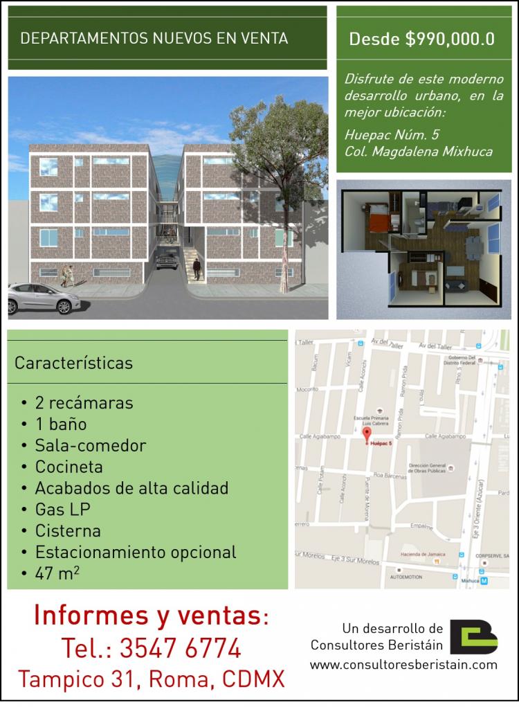 Foto Departamento en Venta en Magdalena Mixihuca, Venustiano Carranza, Distrito Federal - $ 990.000 - DEV168612 - BienesOnLine