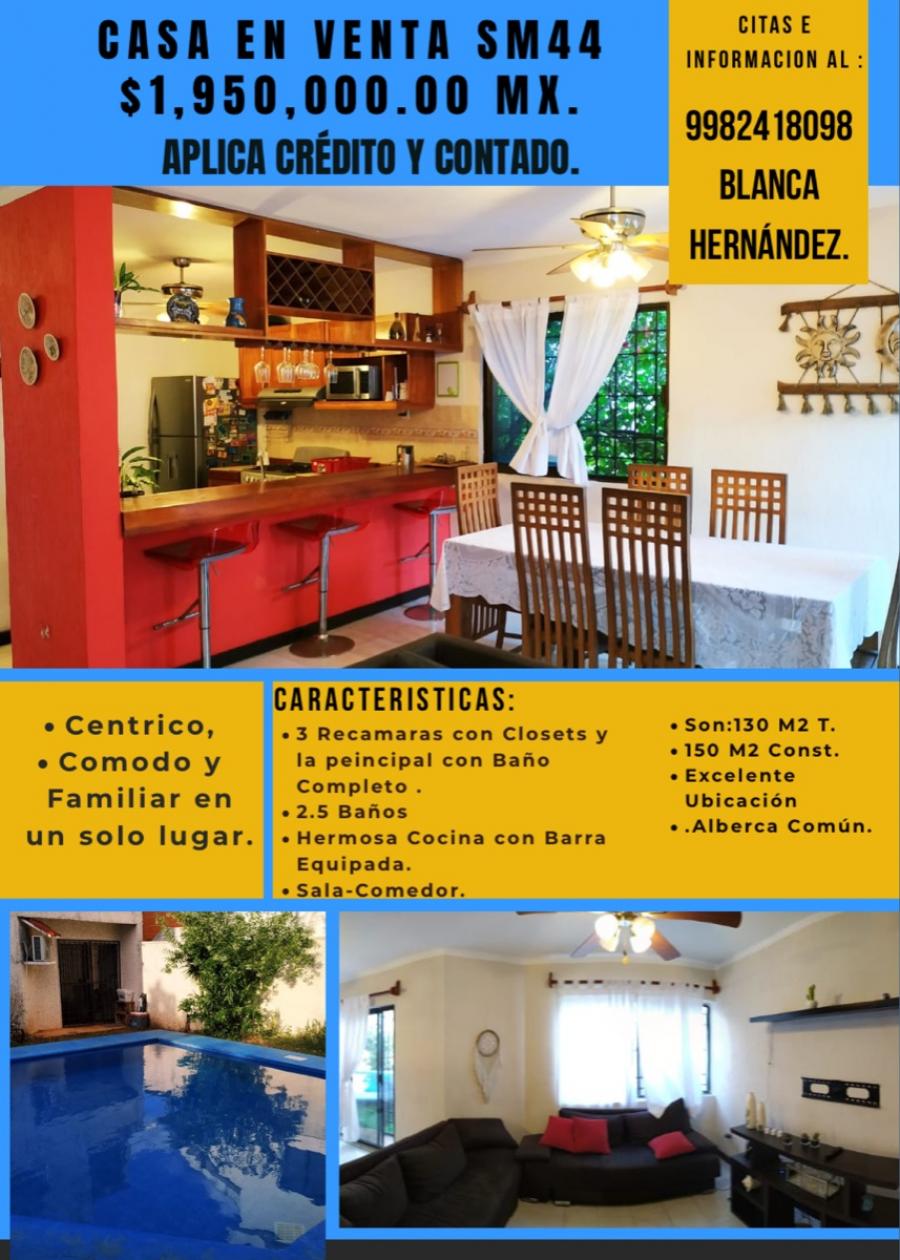 Foto Casa en Venta en Sm44, Cancn, Quintana Roo - $ 1.950.000 - CAV272585 - BienesOnLine