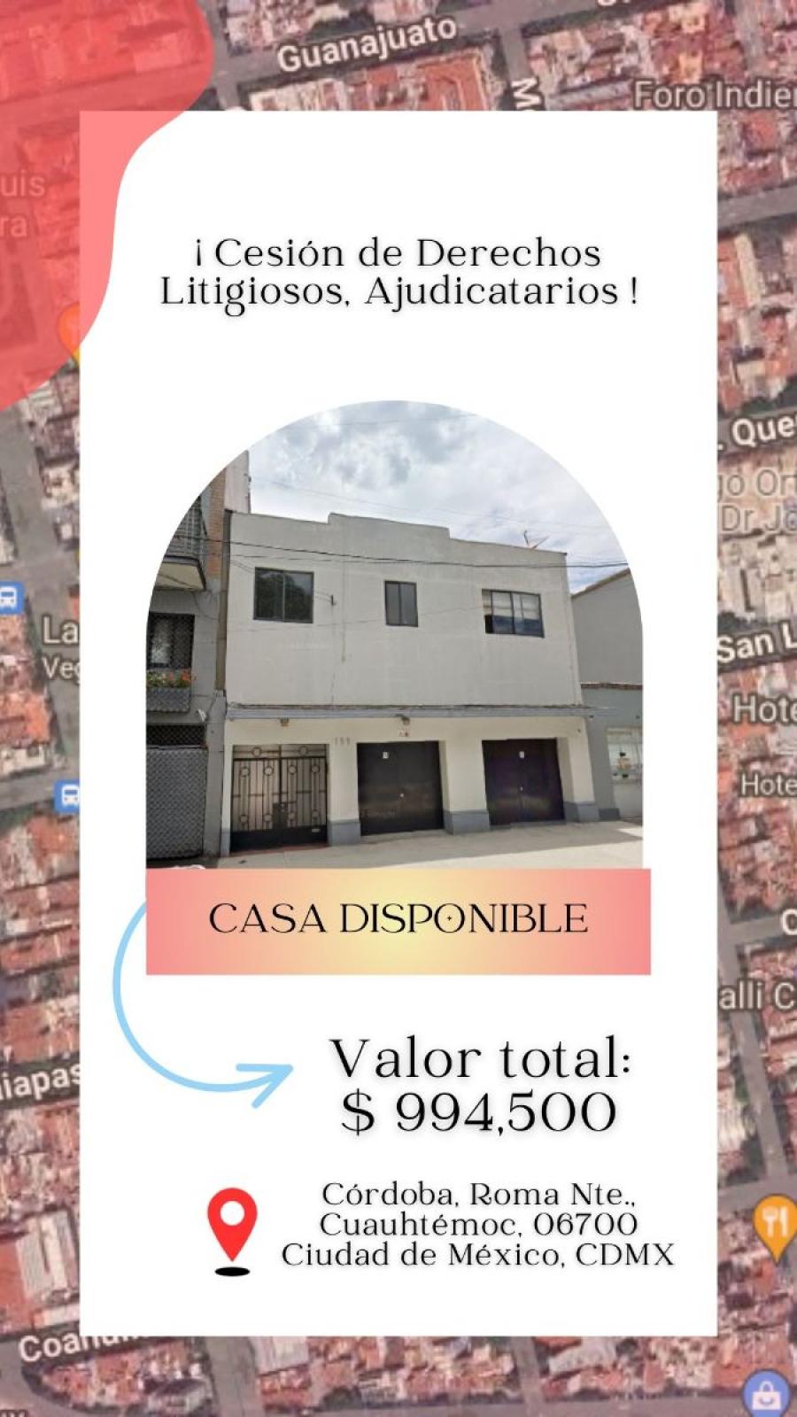 Foto Casa en Venta en ROMA, Cuauhtmoc, Distrito Federal - $ 994.500 - CAV353084 - BienesOnLine
