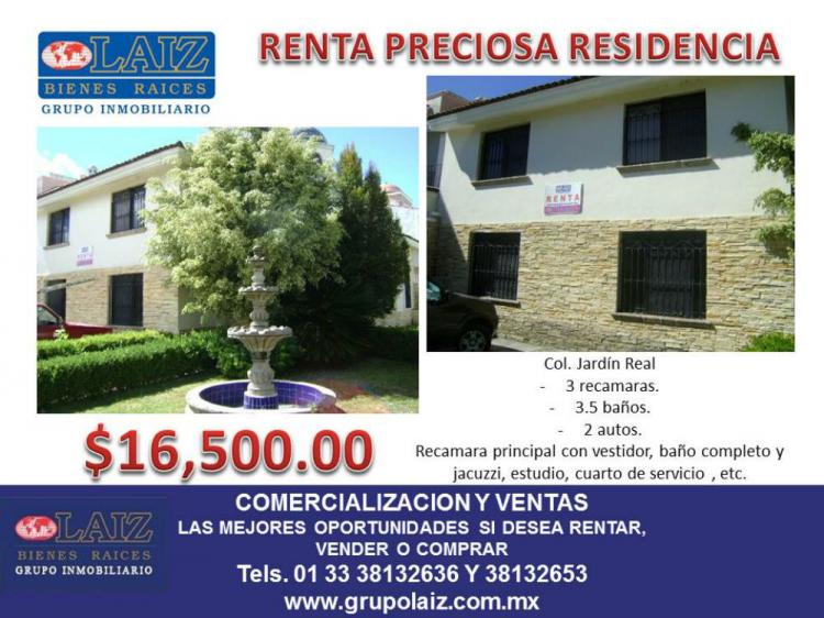 Foto Casa en Renta en Jardin real, Zapopan, Jalisco - $ 16.500 - CAR147067 - BienesOnLine