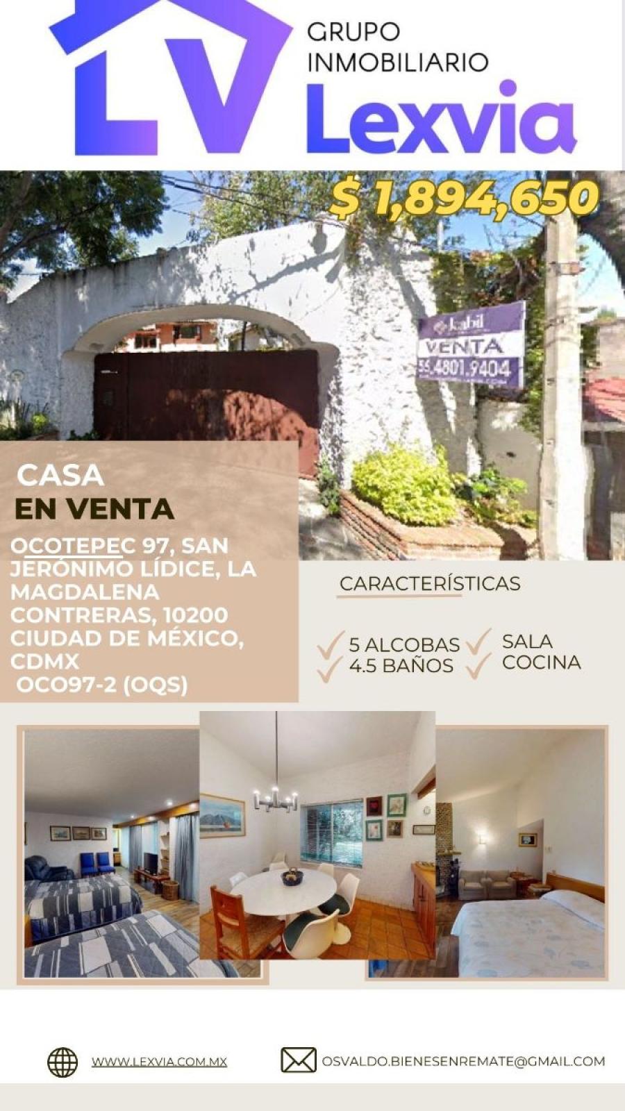 Foto Casa en Venta en san jeronimo Lidice, La Magdalena Contreras, Distrito Federal - $ 1.894.650 - CAV352235 - BienesOnLine