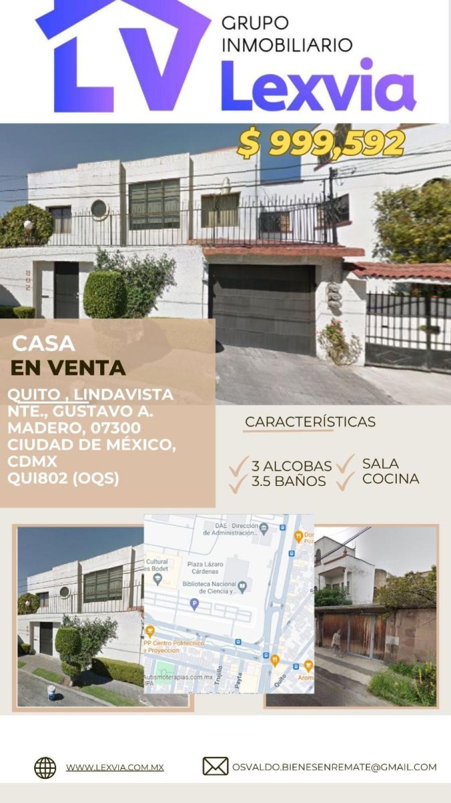 Foto Casa en Venta en LINDAVISTA, Gustavo A. Madero, Distrito Federal - $ 999.692 - CAV352171 - BienesOnLine