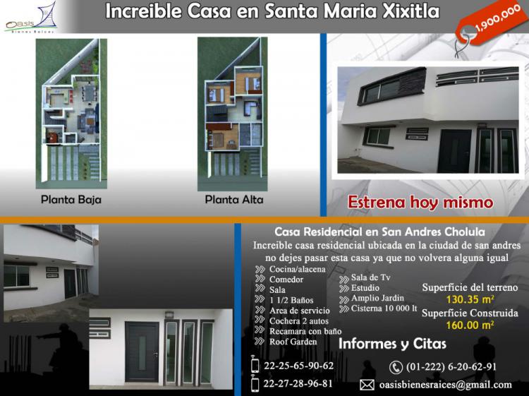 Foto Casa en Venta en Junta Auxiliar Santa Maria Xixitla, San Andrs Cholula, Puebla - $ 1.900.000 - CAV180479 - BienesOnLine