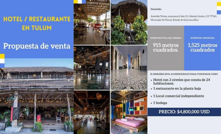 Foto Hotel en Venta en Tulum, Quintana Roo - U$D 4.800.000 - HOV343809 - BienesOnLine