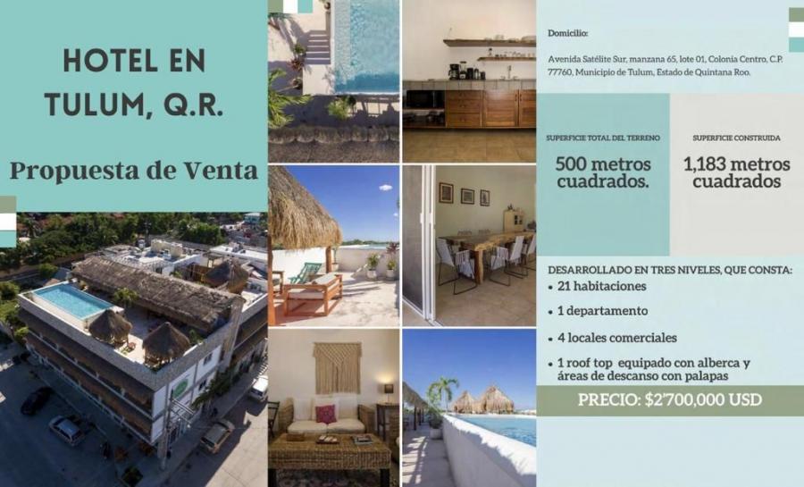 Foto Hotel en Venta en Tulum, Quintana Roo - U$D 2.700.000 - HOV343810 - BienesOnLine